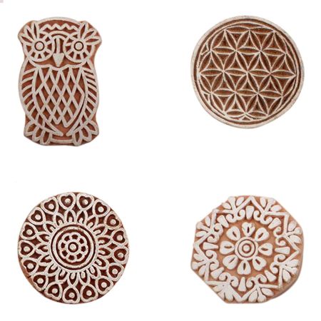Set of 4 Piece New Mix Wooden Printing Block
